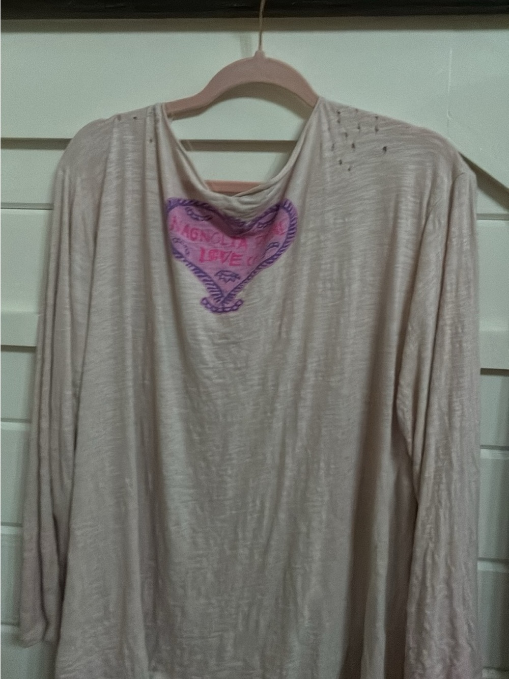 Magnolia Pearl Blush Long-Sleeve Top with Pink & Purple Heart